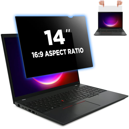 - Tefeiyin Laptop Privacy Screen | 14 Inch for 16:9 Aspect Ratio | Anti-Spy Privacy Filter & Anti Glare Blue Light Blocking -