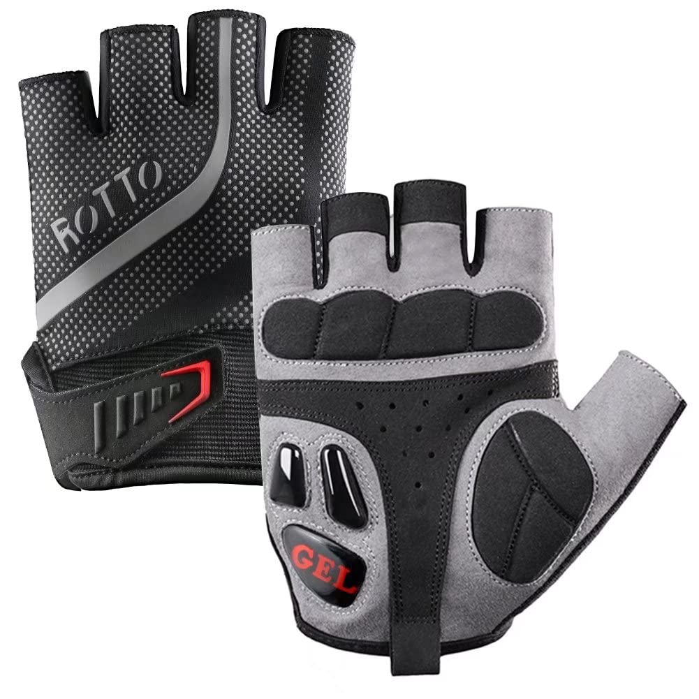 - ROTTO Cycling Gloves | Fingerless Bike Gloves | Mountain Bike | Road Bike | Padded Gel -