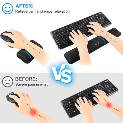 - ELZO Keyboard & Mouse Wrist Rest Pad Support | 65D High-Density Thicken Memory Foam Padding -