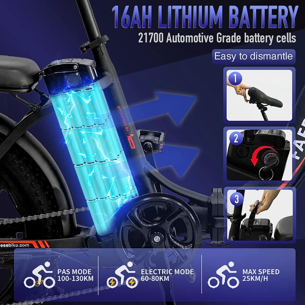 - Fafrees Electric Bike, 20" Folding Electric Bikes for Adults | 36V 16Ah/576Wh Removable Battery Ebike 90KM Mileage Pedal Assist | 3.0" Fat Tire Electric Bike -