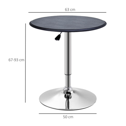 - HOMCOM Adjustable Round Bistro Bar Table | PVC Leather Top | Steel Base -