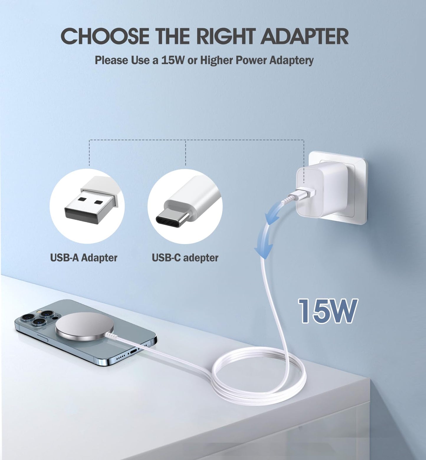 2 Pack Magnetic Wireless Charger for iPhone 15/15 Pro/15 Plus/15 Pro Max 15W Fast Magnetic Charger for iPhone 15/14/13/12 Series and AirPods 3/2/Pro 2/Pro