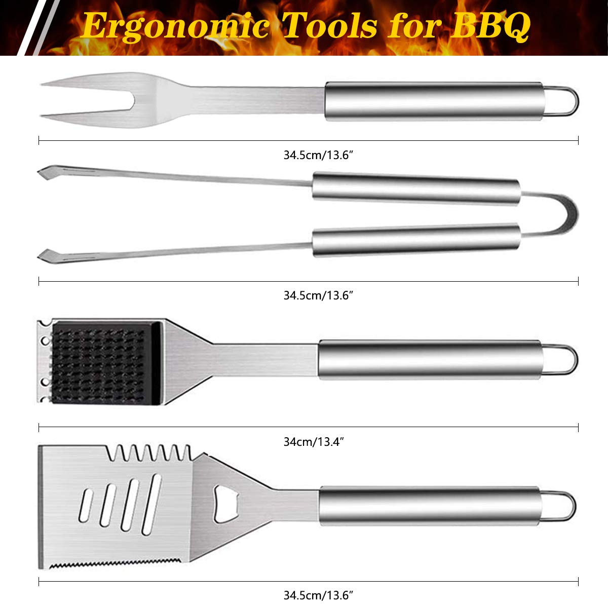 - QH7 10 Pack BBQ Barbecue Tool Set | Stainless Steel Outdoor Barbecue Grill Utensils Set -