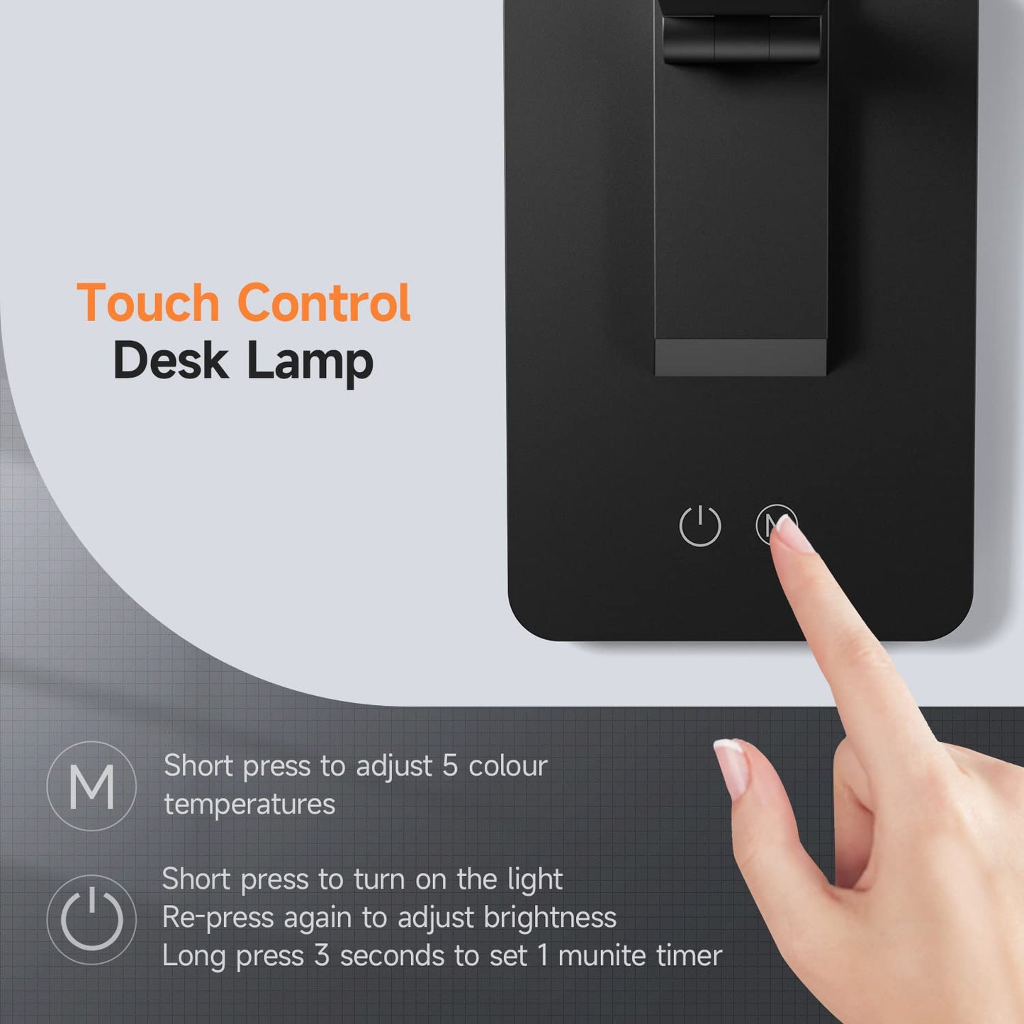 Desk Lamp LED Table Lamp,15 Modes LED Desk Lamp,Dimmable Bedside Lamps with Timer,Multi-Powered Desk Lamps for Study Lamp Reading Light,Adjustable Desk Light,Black Desk Lamp for Bedroom,Home,Office