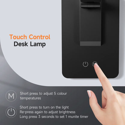 Desk Lamp LED Table Lamp,15 Modes LED Desk Lamp,Dimmable Bedside Lamps with Timer,Multi-Powered Desk Lamps for Study Lamp Reading Light,Adjustable Desk Light,Black Desk Lamp for Bedroom,Home,Office