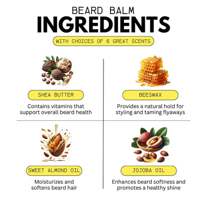 50ml Beard Balm For Men - Beard and Bones | Shea Butter, Jojoba Oil, Almond Oil | | Choice of 6 Scents (Tobacco & Vanilla)