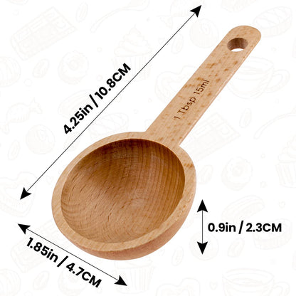 - Wooden Coffee Spoon in Beech, Measuring for Coffee Bean