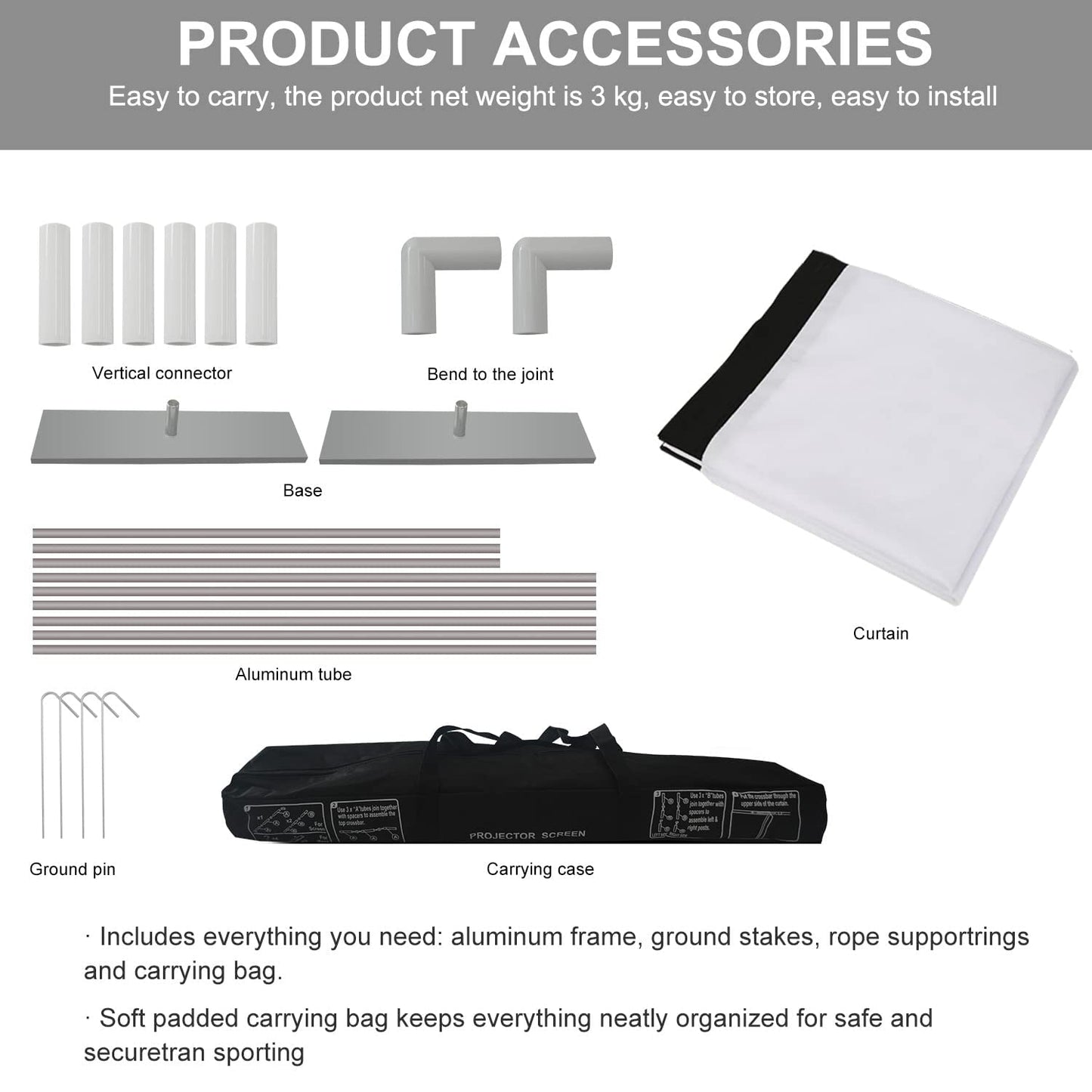 - Projector Screen with Stand | 120 inch Portable Projection Screen | 16:9 4K HD Rear Front Projections -