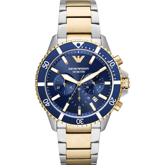 - Emporio Armani Watch for Men | Chronograph Movement | 43mm Silver / Steel Stainless Steel case with a Stainless Steel strap | AR11362 -