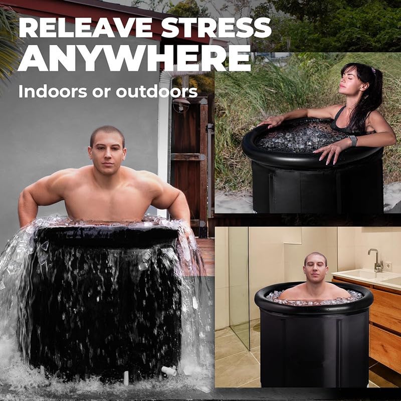 367L Portable Ice Bath for Cold Water Therapy Training/an Ice Bathtub with Cover for Athletes-Adult Spa for Ice Baths and Soaking-Outdoor Cold Plunge Tub,Foldable Bathtub Indoor Outdoor Use