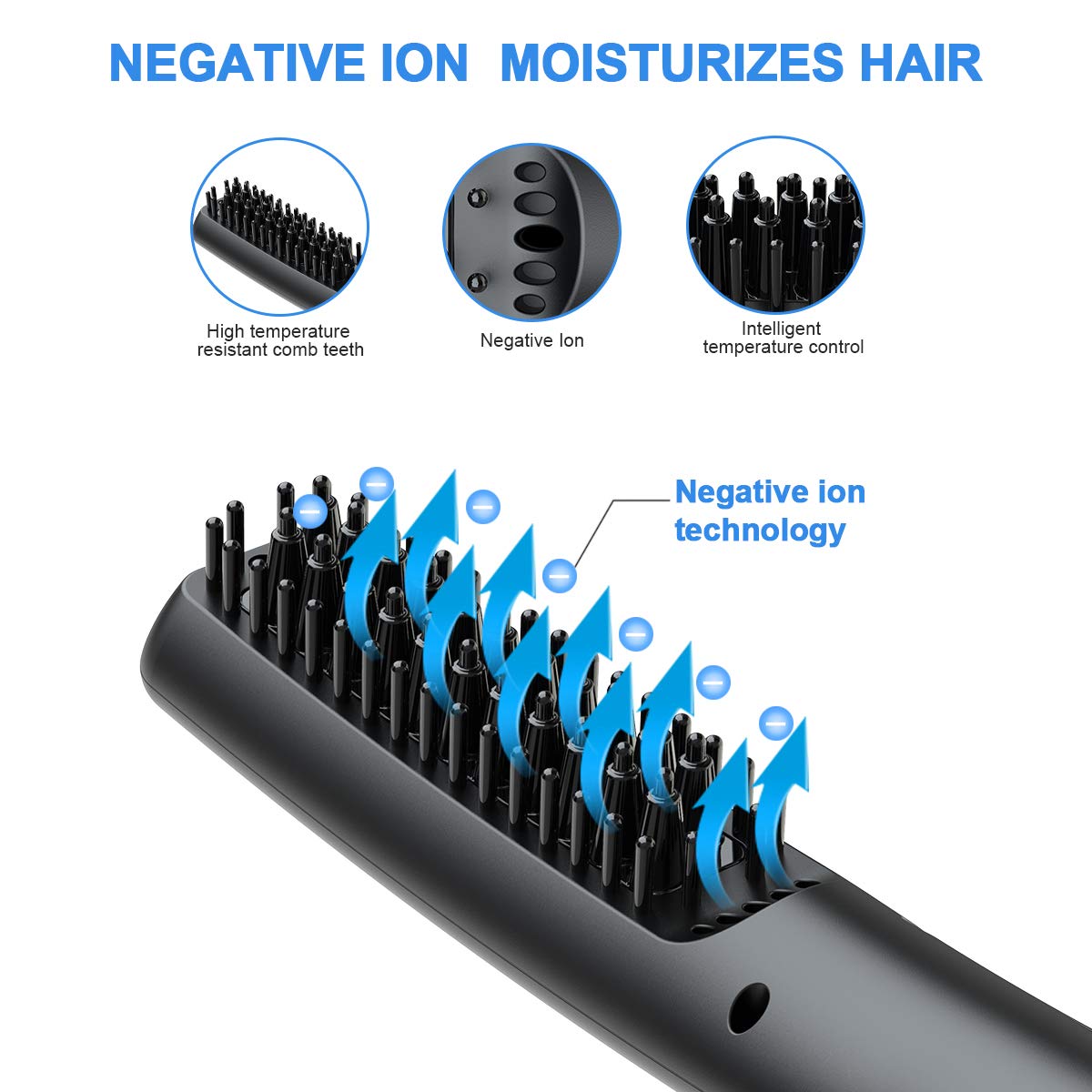 - Lidasen Beard Straightener Combs for Men | Multifunctional Ionic Hair Beard Straightener Brush | Heated Beard Brush -