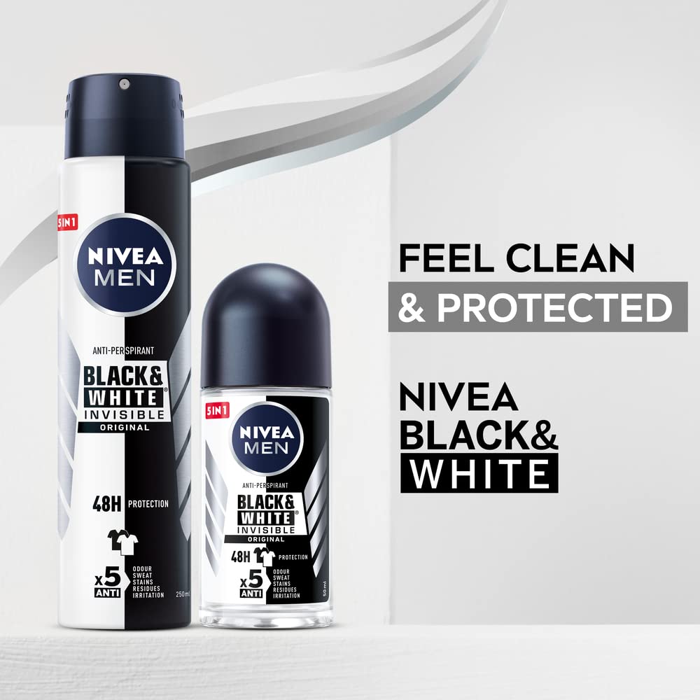 - NIVEA MEN Invisible Black and White | Original Anti-Perspirant Deodorant Spray | Pack of 6 (6 x 250 ml) -