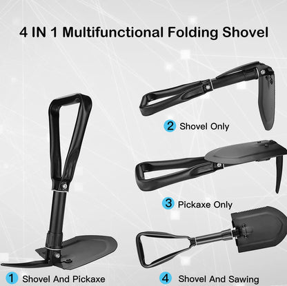 - Camping Shovel | 50# High-Carbon Steel Entrenching Tool | Folding | Portable Shovel For Garden, Hunting, Hiking, Fishing | Black -