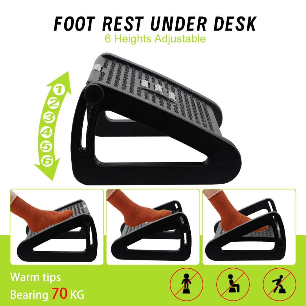 - Foot Rest Under Desk | 6 Different Height Ergonomic Foot Rest | Under Desk Foot Rest -