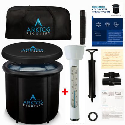 Artkos Ice Bath - Ice Bath Thermometer - Cold Water Therapy Tub with a Fantastic Capacity of 370L -Cold Plunge Tub with Three Ice Pack Insertion Pockets for Consistent Cooling - Ice Bath Outdoor