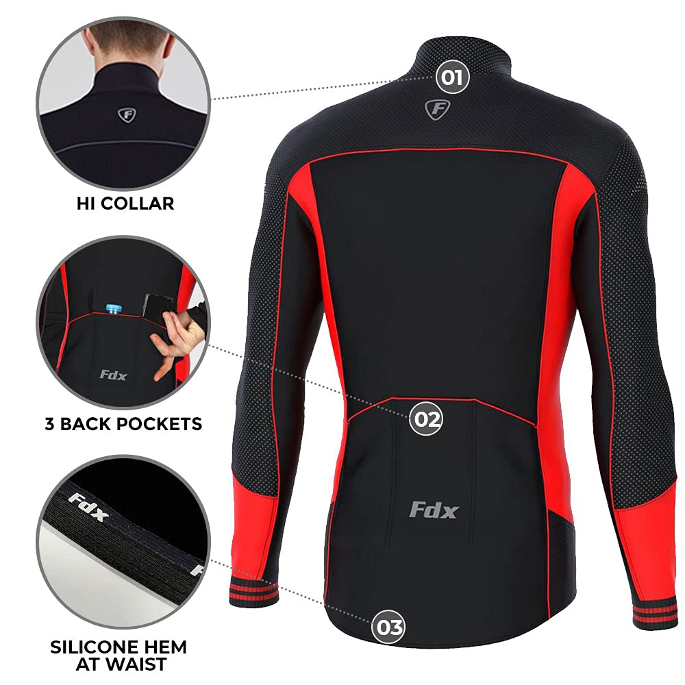 - FDX Men’s Thermodream Winter Cycling Jersey Long Sleeve | Water Resistant | Windproof -