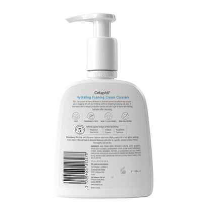 Cetaphil Hydrating Foaming Cream Cleanser and Makeup Remover, 473ml, Face Wash with Niacinamide for Normal, Dry or Sensitive Skin, Vegan-Friendly