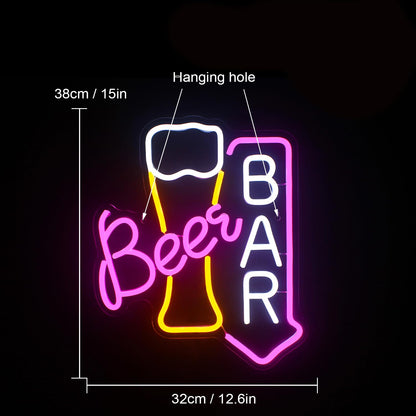 - wanxing Beer Neon Signs for Wall Decor, Beer Bar Neon Lights, Beer Neon Light Sign