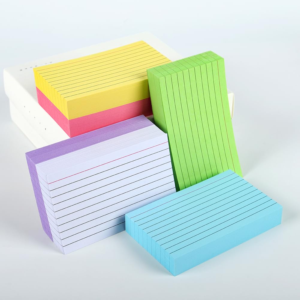 - Index Cards | Colored Study Cards | 600PCS Flash Cards | 6 Neon Colors 3x5 -