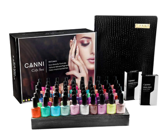 CANNI Gel Polish Kit 60pcs/set of 7.3ml Manicure Nail Art Salon UV Gel 18ml Peel Off Base Coat Long Wear Nowipe Topcoat