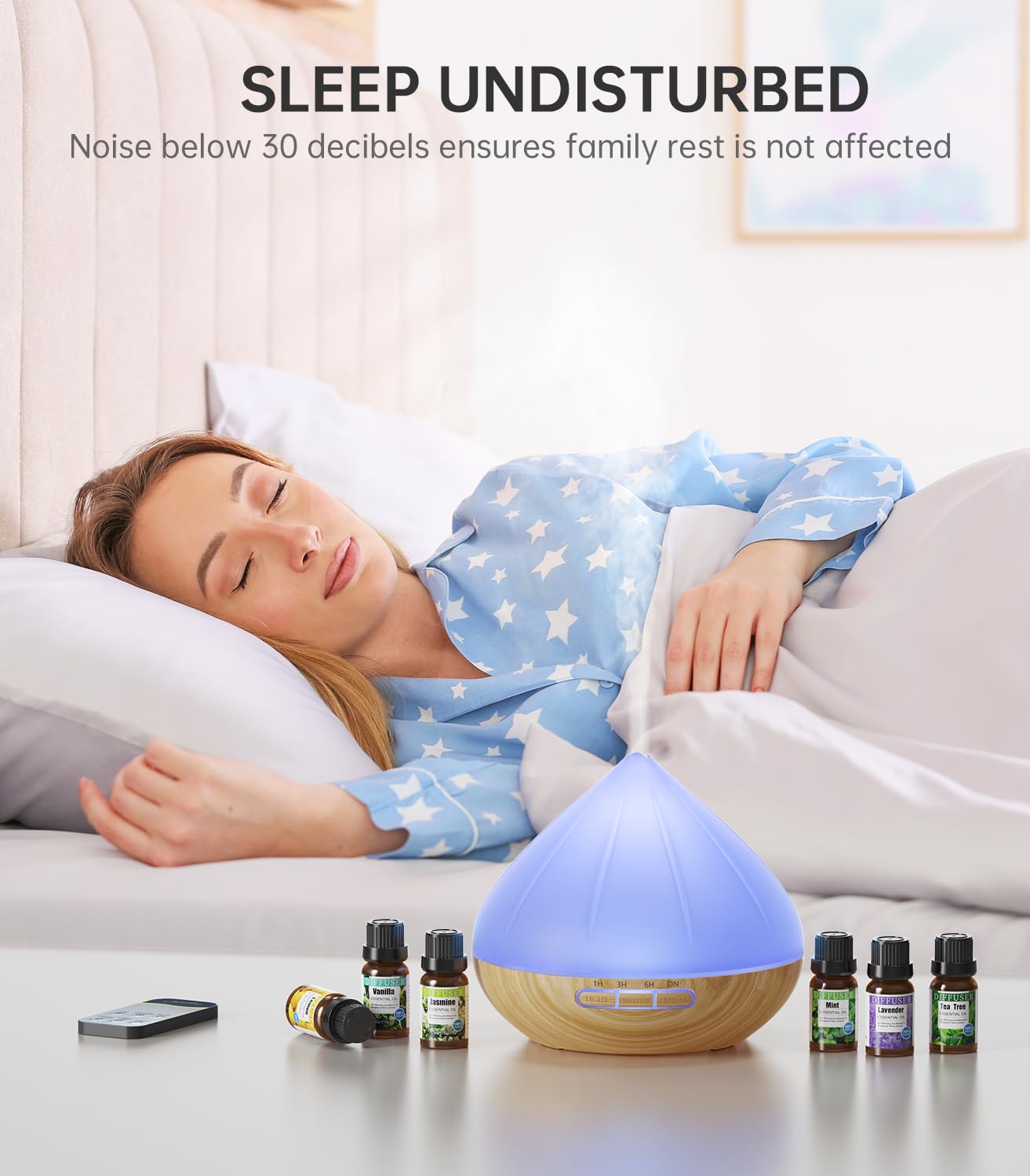 - Essential Oil Diffuser | 500ml Aromatherapy Diffuser | 8x10ml Essential Oils Set -
