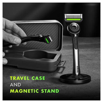 - Fusion Gillette Labs Men's Razor + 8 Razor Blade Refills | Exfoliating Bar, Includes Premium Magnetic Stand & Travel Case -