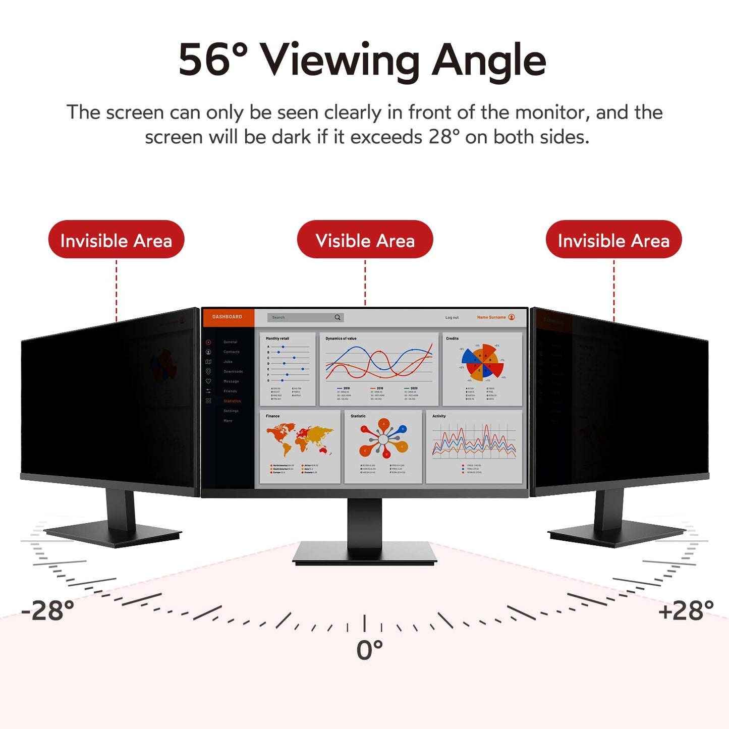 BERSEM 24 inch Removable Computer Privacy Screen Filter for 16:9 Ratio Monitor, Anti-Spy, Anti-Glare, Anti-Scratch, UV-Blocking