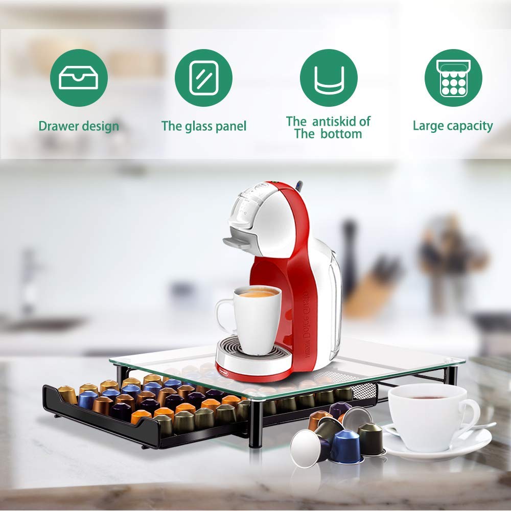 - Masthome Coffee Pods Storage | 60 Capsule Drawer & Machine Stand -