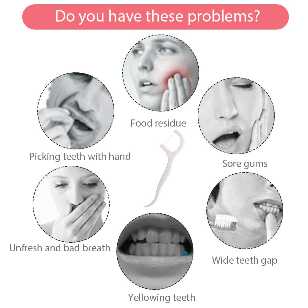 Cupinyo Dental Floss Sticks -300pcs Floss Picks, Floss Sticks Dental, Toothpicks, Teeth Cleaning, Thin Floss, to Protect The Gap Does Not Grow