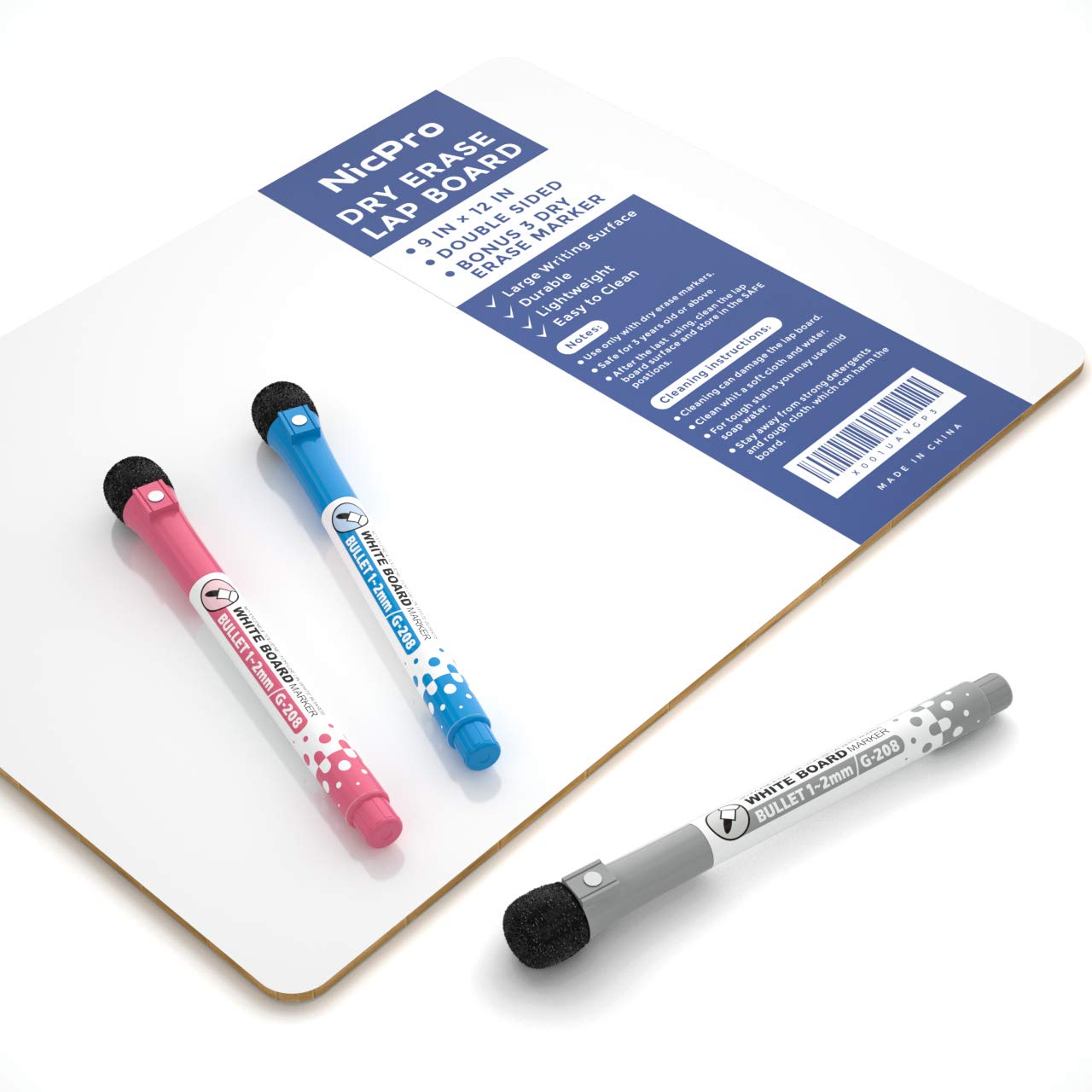 - Nicpro Dry Erase Mini Whiteboard | A4 | 22 x 30 cm Double Sided Lapboard -