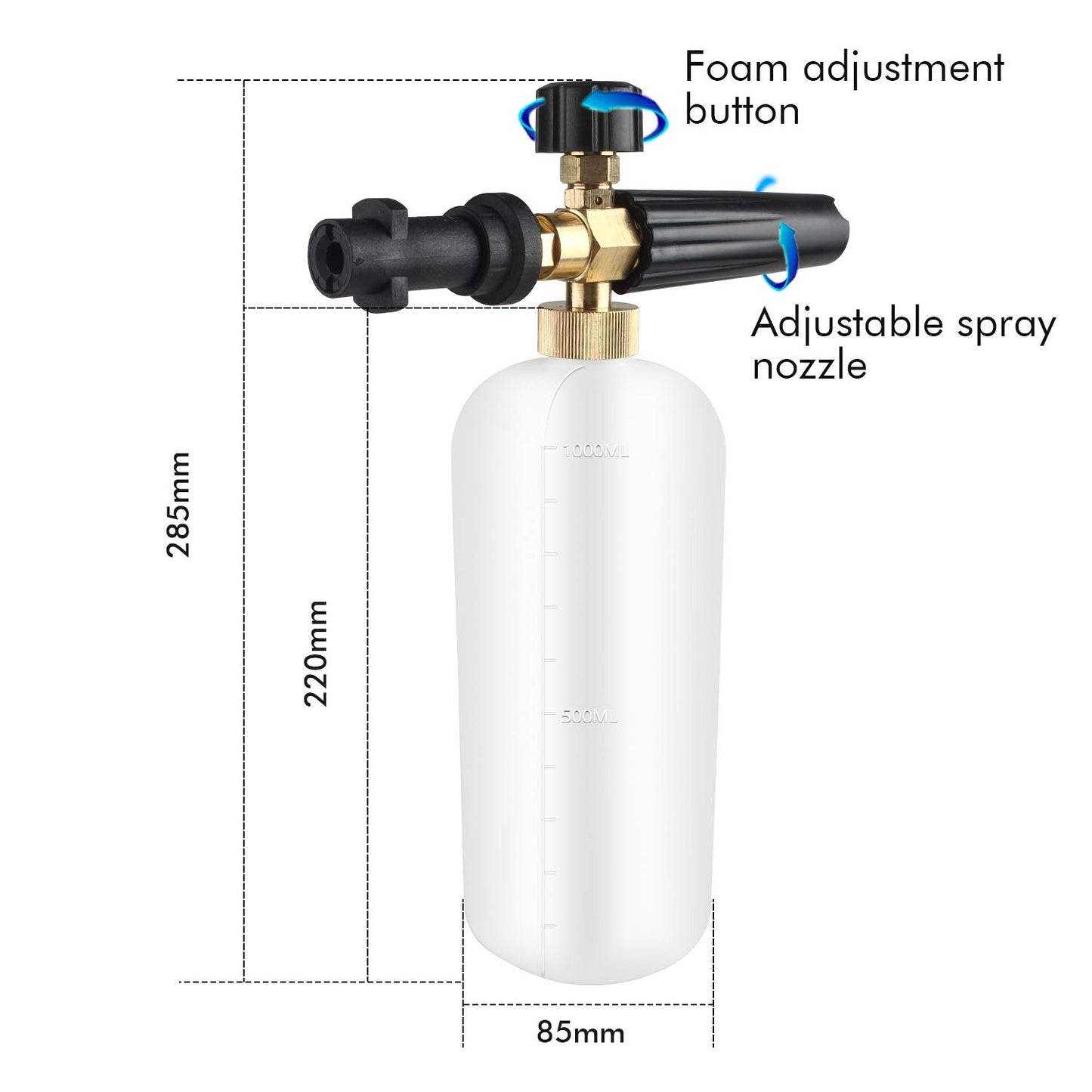 - Qooltek Adjustable Foam Cannon | 1 Liter Bottle Snow Foam Lance | Soap Dispenser Nozzle -