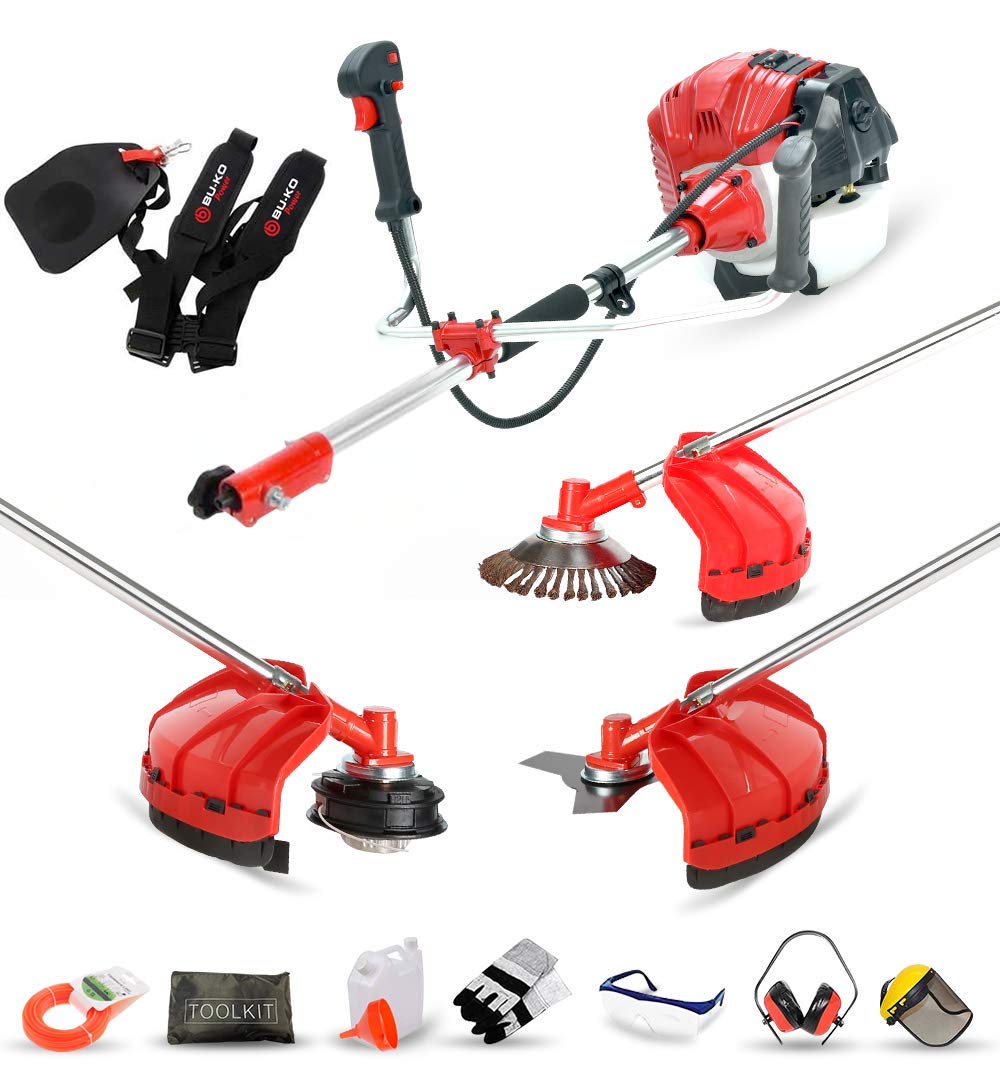 BU-KO 52cc Petrol Strimmer Garden Tool Including: String Trimmer, Brush Cutter with 3T Blade, Steel Wire Strummer Weed Brush Cutting Blade. Great Outdoor Power tool 1 Year Warranty