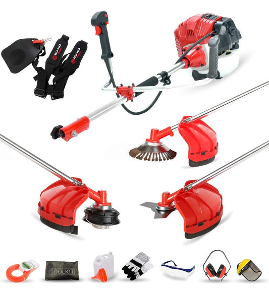 BU-KO 52cc Petrol Strimmer Garden Tool Including: String Trimmer, Brush Cutter with 3T Blade, Steel Wire Strummer Weed Brush Cutting Blade. Great Outdoor Power tool 1 Year Warranty