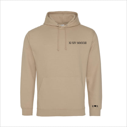 - Unisex Custom Embroidered Roman Numerals Hoodie, Anniversary, Birthday, Couples matching hoodie -
