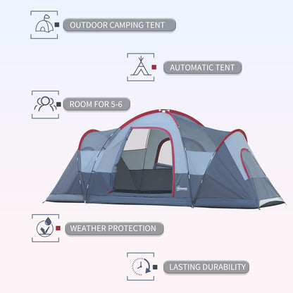 - Outsunny 5-6 Man Dome | Camping Tent | Hiking Shelter -