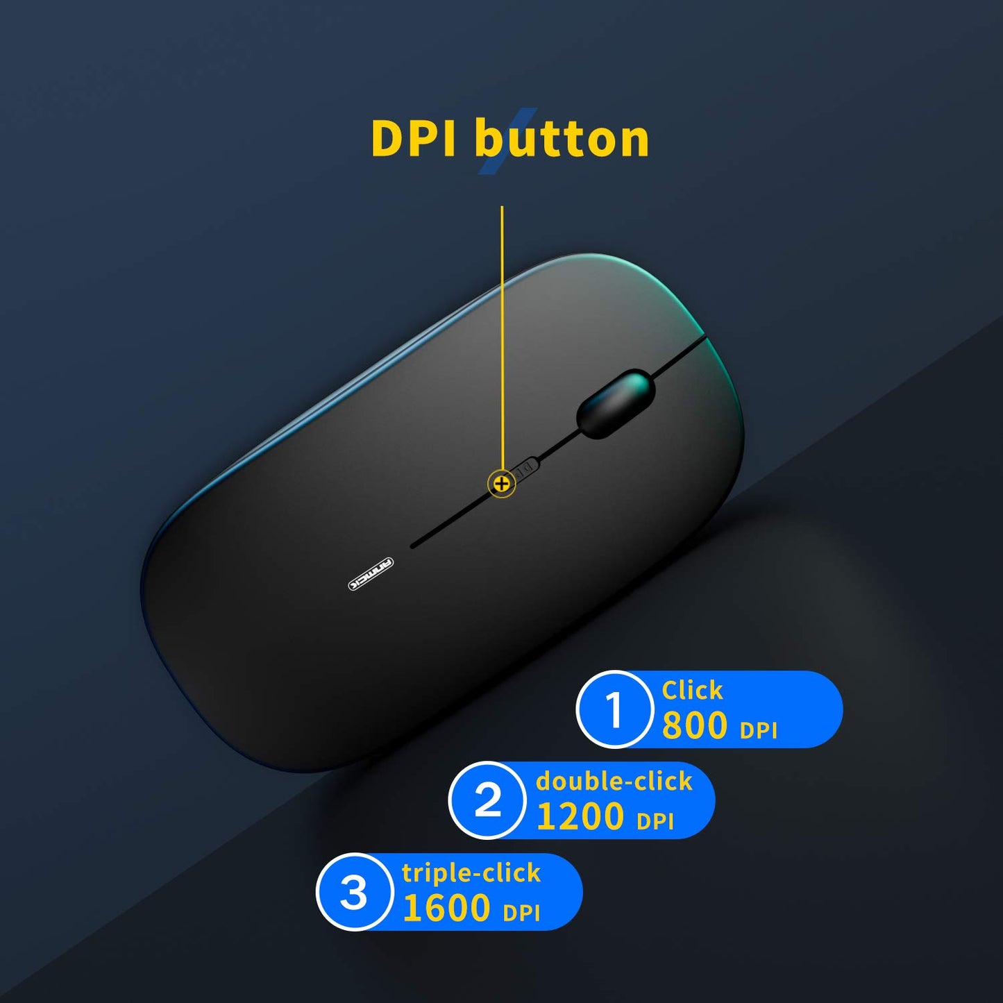 - Wireless Silent ,USB Laptop PC Cordless Mouse Rechargeable Slim Mice by Anmck,10m Remote Range,1600 DPI 3 Adjustment Levels Noiseless Mini Mouse