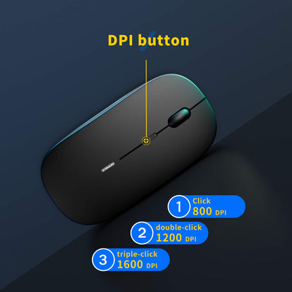 - Wireless Silent ,USB Laptop PC Cordless Mouse Rechargeable Slim Mice by Anmck,10m Remote Range,1600 DPI 3 Adjustment Levels Noiseless Mini Mouse