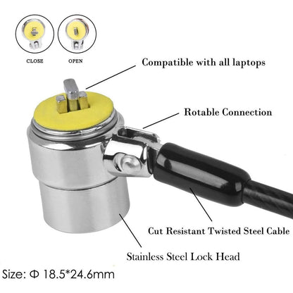 - I3C Anti-Theft Laptop Lock Cable | Anchor Plate & 2 Keys | Security Lock -