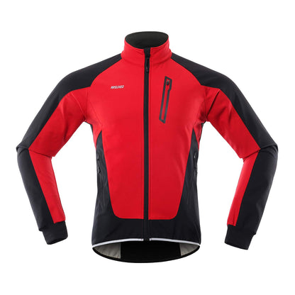 ARSUXEO Men's Cycling Jacket Winter Thermal Fleece Softshell MTB Bike Outwear 20B Red M