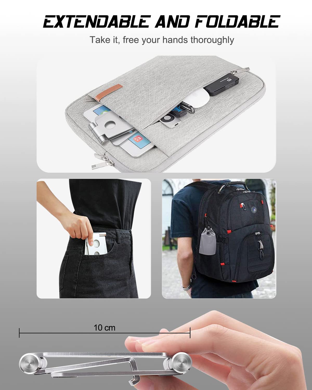 - Wurycia Adjustable Phone Stand, Full Aluminum Foldable Desktop Holder Phone Stand for 4-11'' Cellphones and Tablets