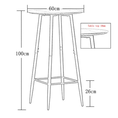 AINPECCA Bar Table Light Grey Kitchen Table Round Bar Tables with Marble Grain Breakfast Dining Bars Counter Bistro Pub Cocktail Tables with Fixed Tabletop and Metal Frame for Home Kitchen Garden