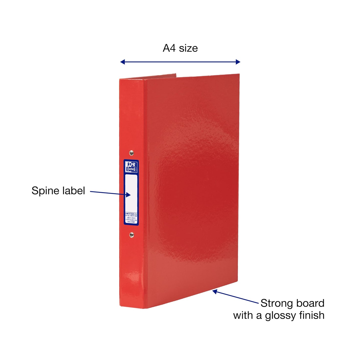 - Oxford A4 Ring Binders | Red/Green/Blue | Pack of 3 Folders 40mm -