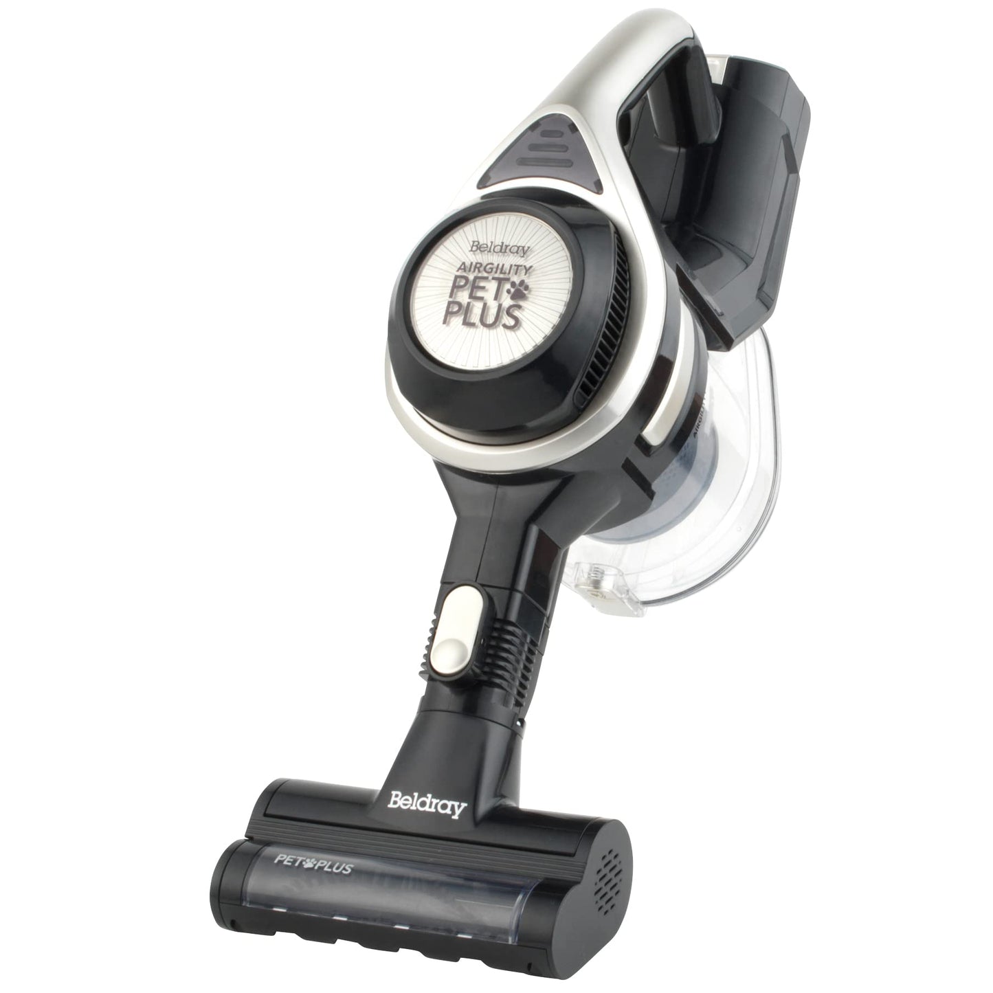 Beldray BEL01195-150 Airgility+ Cordless Stick Vacuum – Upright Vacuum Cleaner, 22.2V Rechargeable Battery, Handheld Car Vac, Motorised LED Floor Brush, 1.2 L Dust Tank, Includes Pet Tool, Platinum