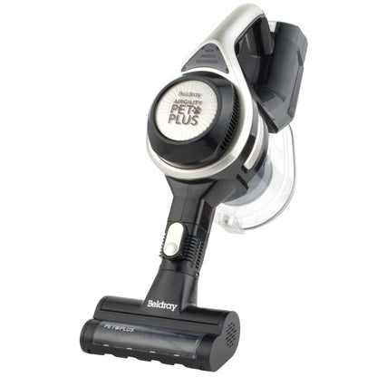 Beldray BEL01195-150 Airgility+ Cordless Stick Vacuum – Upright Vacuum Cleaner, 22.2V Rechargeable Battery, Handheld Car Vac, Motorised LED Floor Brush, 1.2 L Dust Tank, Includes Pet Tool, Platinum
