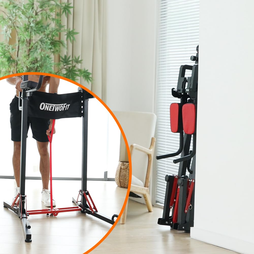 - ONETWOFIT Power Tower Pull Up Bar Station | Multi-Function Adjustable Height & Foldable | For Home Gym Workout -