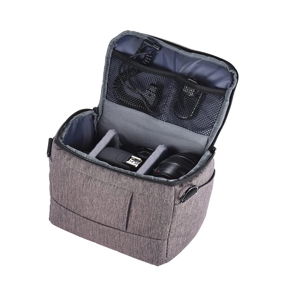 Andoer DSLR Camera Shoulder Bag, Cuboid-Shaped Portable Fashion Polyester Camera Case for Canon Nikon Sony FujiFilm Olympus Panasonic (Brown)