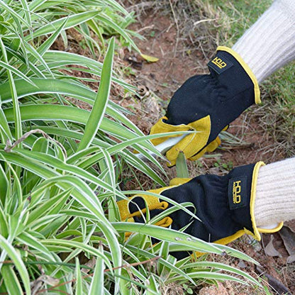 - HANDLANDY Men Leather Gardening Gloves | Utility Work Gloves for Garden & Building Work -