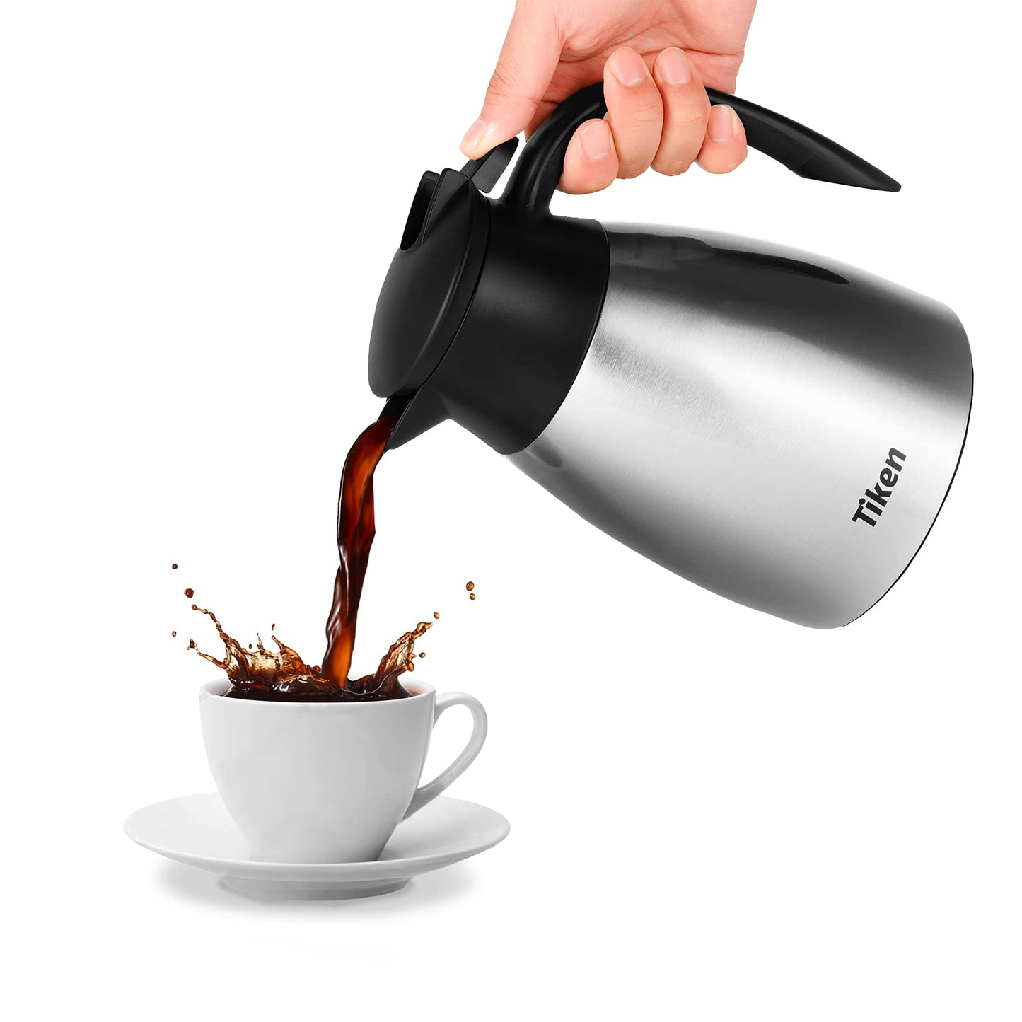 - Tiken 1L Thermal Coffee Carafe Jug | Stainless Steel | Insulated Vacuum Coffee Pot -