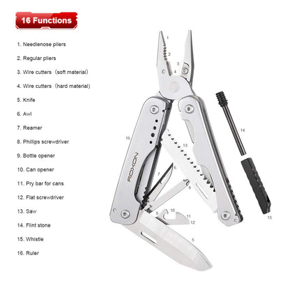 - ROXON Flash Multitool Pliers | Survival Tool | Multi Tool with Flint Rod -