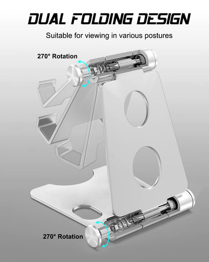 - Wurycia Adjustable Phone Stand, Full Aluminum Foldable Desktop Holder Phone Stand for 4-11'' Cellphones and Tablets